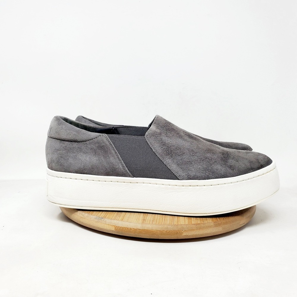 Vince Warren Shoes‎ Womens 8.5 Grey Suede Slip On Chunky Platform Loafer Sneaker